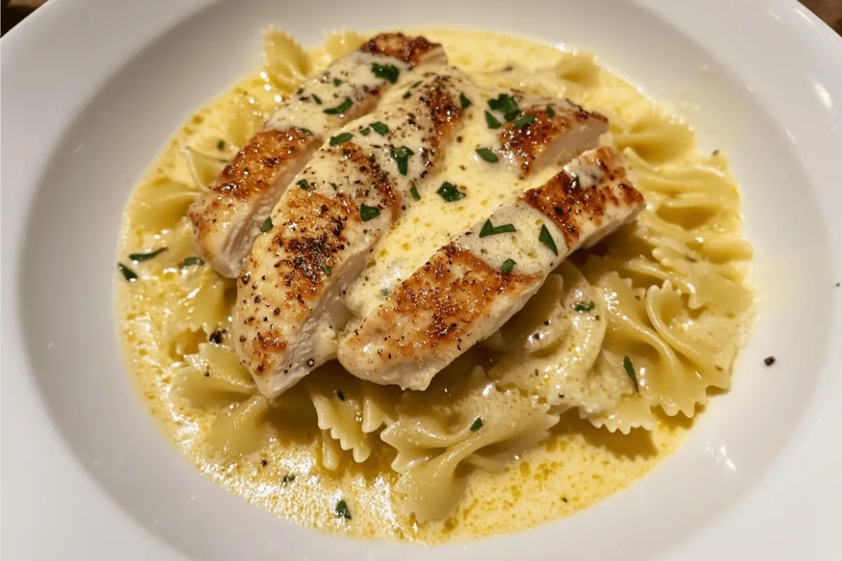 Garlic Butter Chicken with Creamy Parmesan Bowtie Pasta