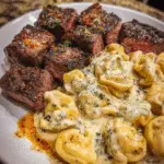 Garlic Steak & Cheese-Filled Tortellini Skillet