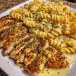 Juicy Chicken in Cheesy Italian Herb Alfredo Rotini Pasta