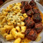 Rigatoni in Garlic Butter Parmesan Cream Sauce with Cajun Steak Tips-min (1)
