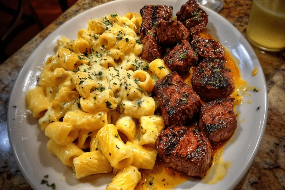Rigatoni in Garlic Butter Parmesan Cream Sauce with Cajun Steak Tips-min (1)