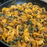 SPICY GARLIC BEEF & SPINACH TORTELLINI IN CREAMY CAJUN
