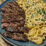 Velveeta Garlic Steak Pasta with Shell Noodles-min