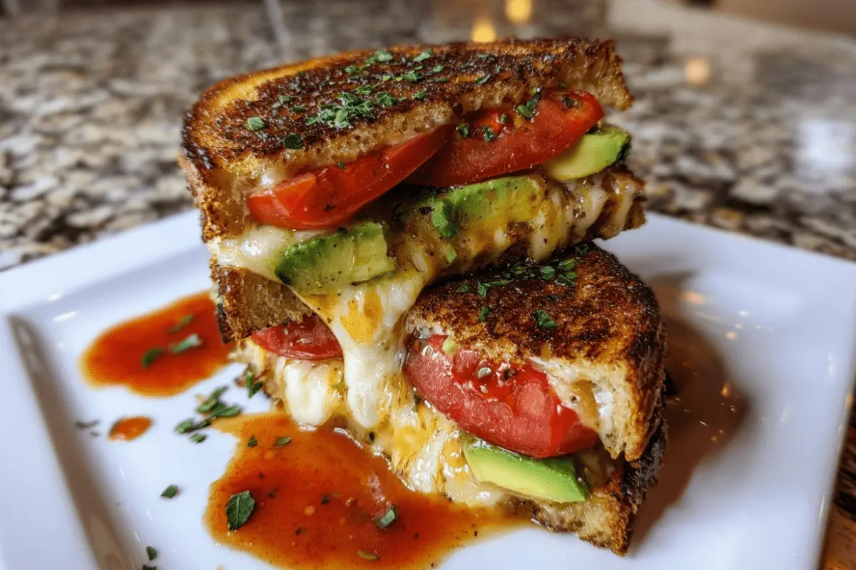 Avocado, Mozzarella, and Tomato Grilled Cheese