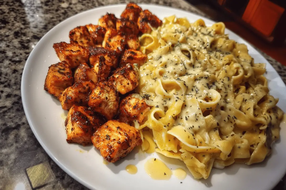 Cajun Chicken Alfredo fettuccine Pasta with Velveeta Sauce