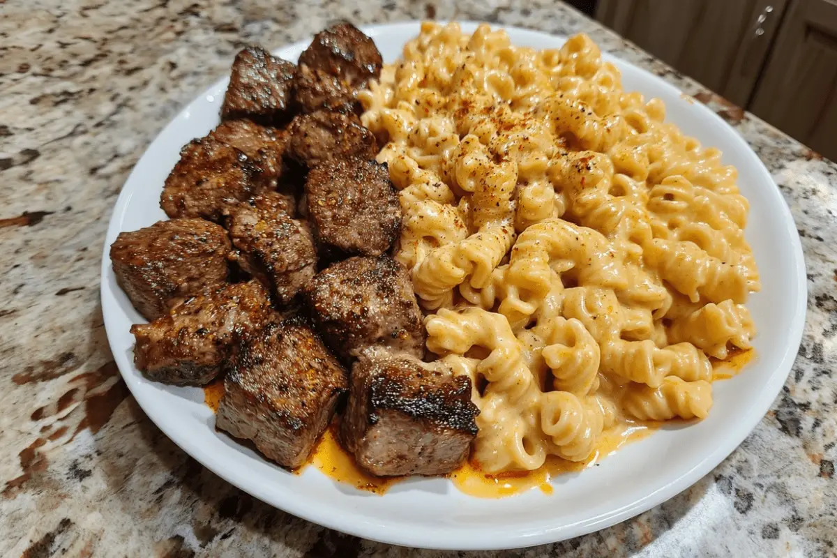 Cajun Steak Tips in Cheesy Parmesan Rotini