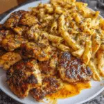 Cheddar Parmesan Garlic Butter Chicken with Creamy Penne Pasta