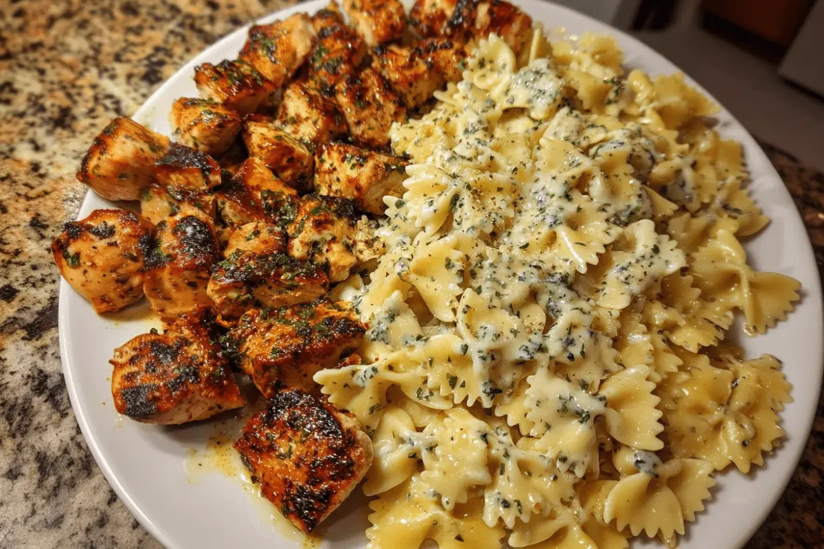 Cheesy Alfredo Bowtie Pasta with Cajun-Spiced Garlic Chicken