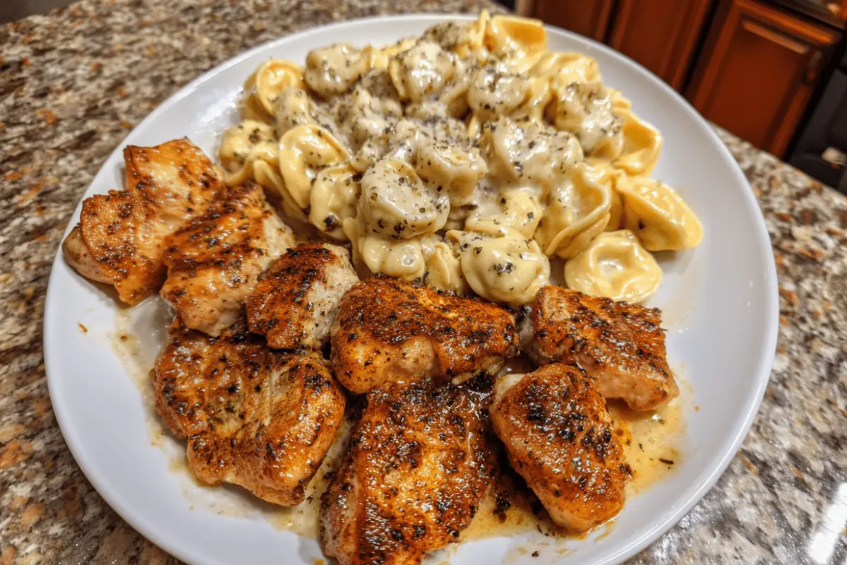 Cheesy Garlic Chicken Tortellini in Velvety Cream Sauce