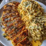 Garlic Parmesan Chicken Spaghetti in Spicy Three-Cheese Cajun Cream Sauce