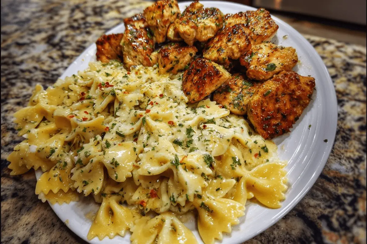 Lemon Garlic Chicken with Creamy Bowtie Pasta
