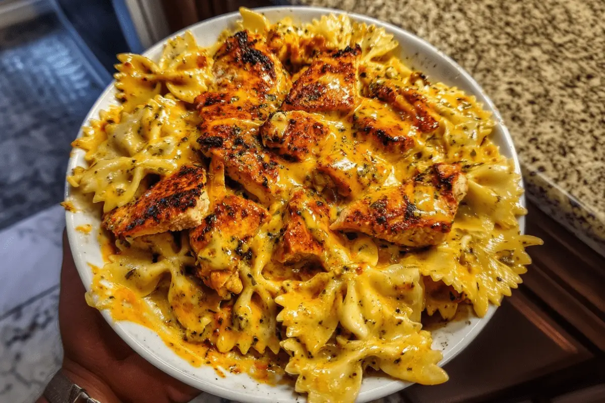 Cheesy Garlic Butter Chicken Bowties in Creamy Mozzarella Sauce