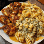 Velvety Garlic Chicken and Rotini with Mozzarella Alfredo