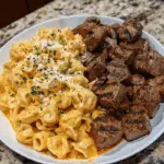 CAJUN STEAK TIPS IN CHEESY TORTELLINI PARMESAN SAUCE
