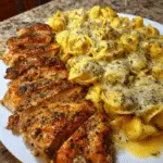 Cajun Mozzarella Chicken Tortellini in Velveeta Garlic Sauce