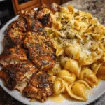 Cheddar Parmesan Garlic Butter Chicken with Creamy Shells