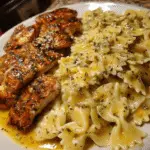 Creamy Garlic Chicken Bowtie Pasta with Velvety Cheese Sauce