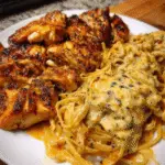Creamy Velveeta Alfredo Linguine with Cajun Garlic Chicken Bites
