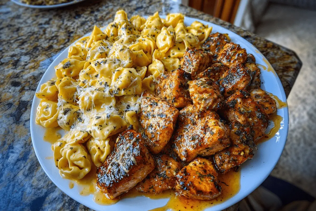 Garlic Butter Cajun Chicken with Creamy Tortellini and Velveeta Cheese Sauce