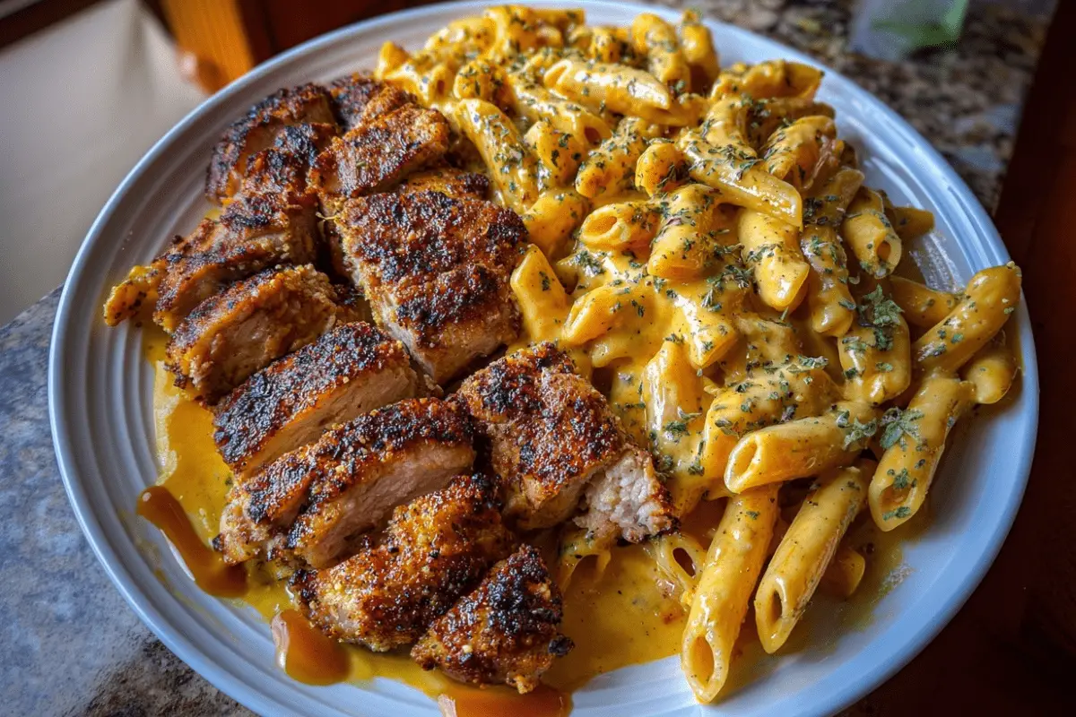 Cheesy Cajun Chicken Penne in Garlic Butter Velveeta Sauce