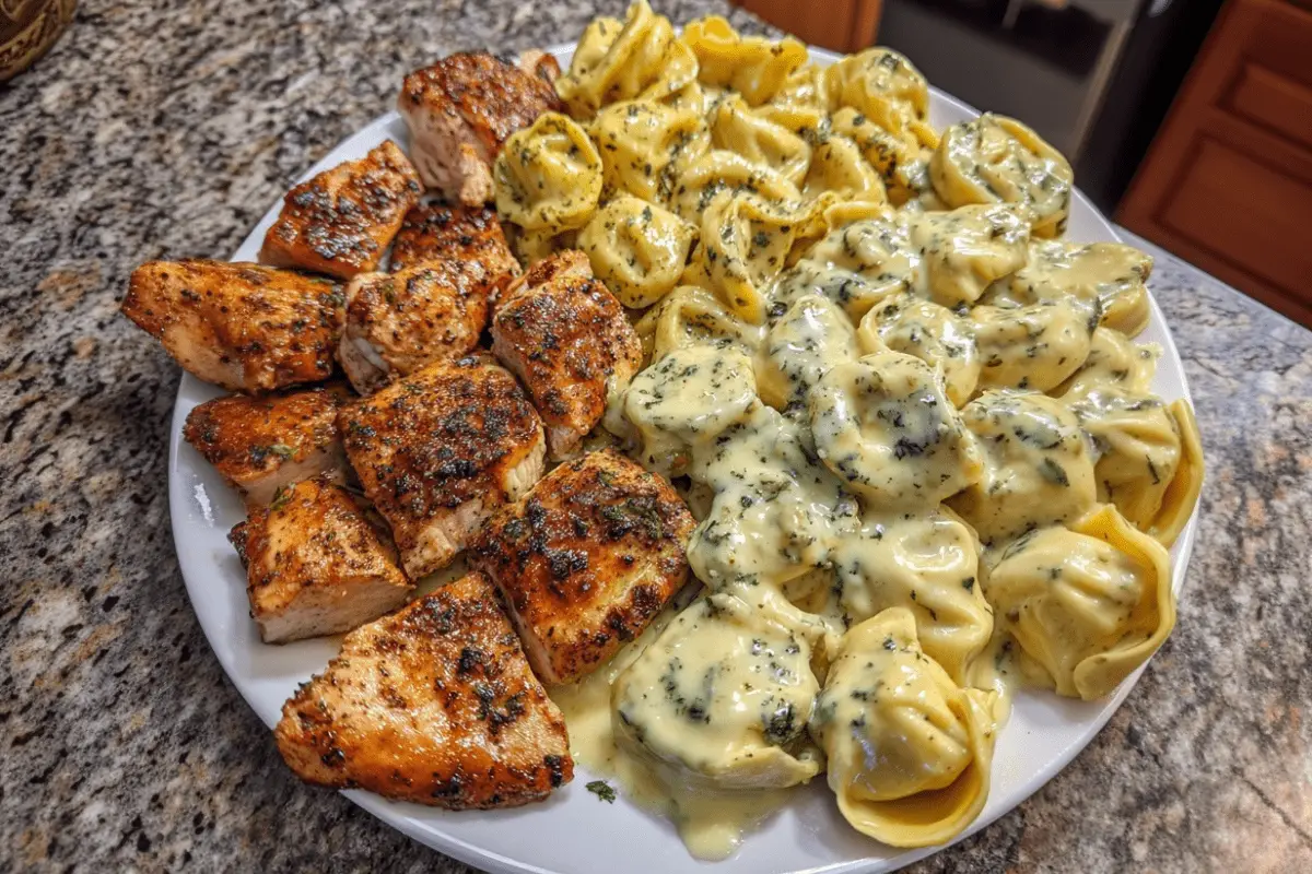 Garlic Butter Velveeta Chicken Tortellini with Alfredo Cream