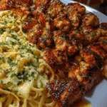 Garlic Cajun Chicken with Cheesy Mozzarella Linguine