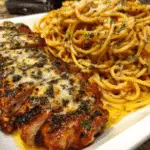 Garlic Herb Mozzarella Chicken with Creamy Spaghetti Cheddar Cream