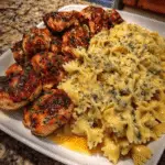 Mozzarella Cajun Chicken with Cheesy Alfredo Bowtie Pasta