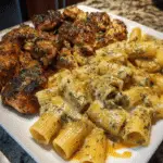 Creamy Garlic Butter Chicken Rigatoni in Cheesy