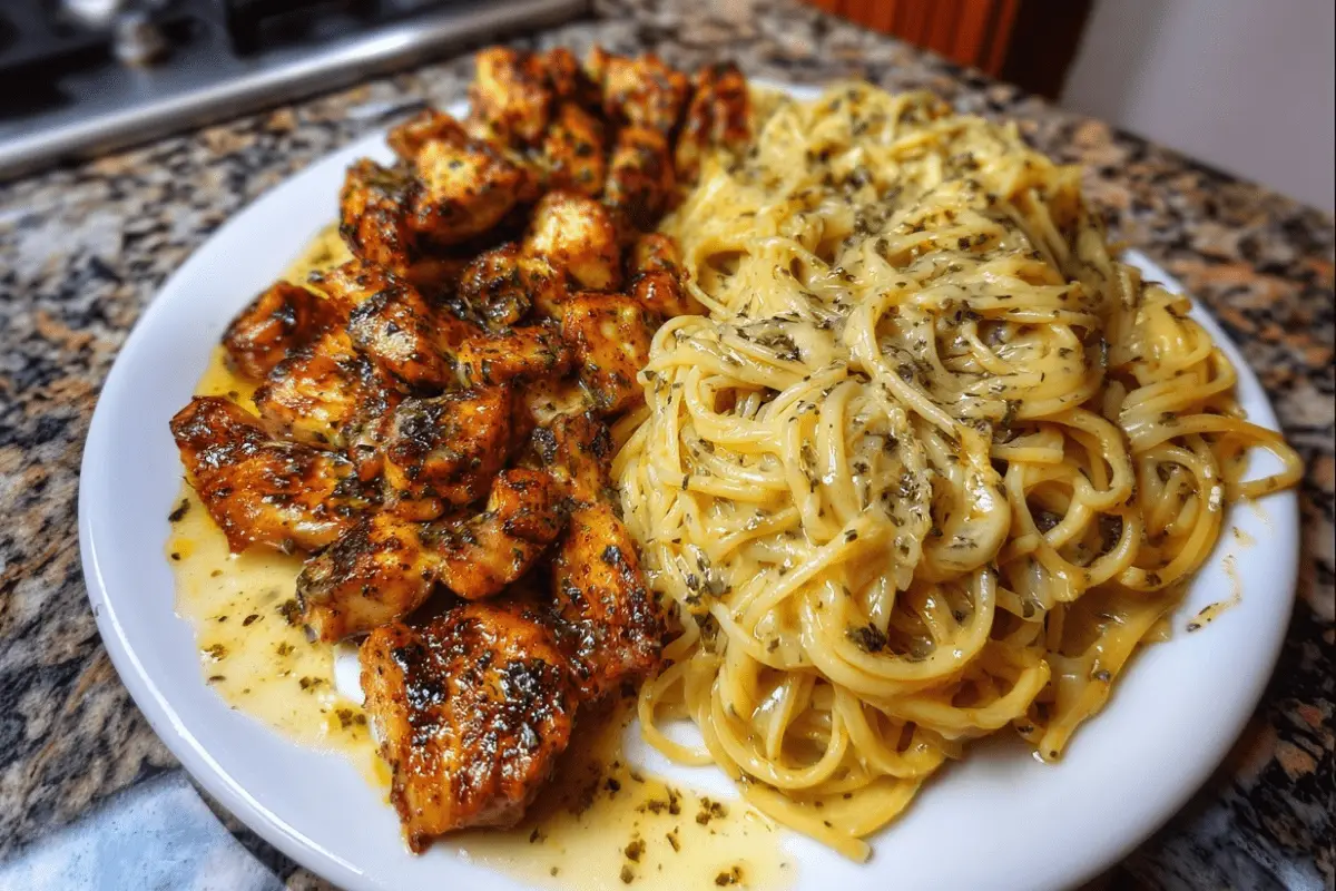 Garlic Butter Chicken Cheesy Spaghetti