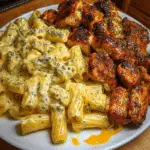 Garlic Butter Chicken Rigatoni in Creamy Cajun Three-Cheese Sauce