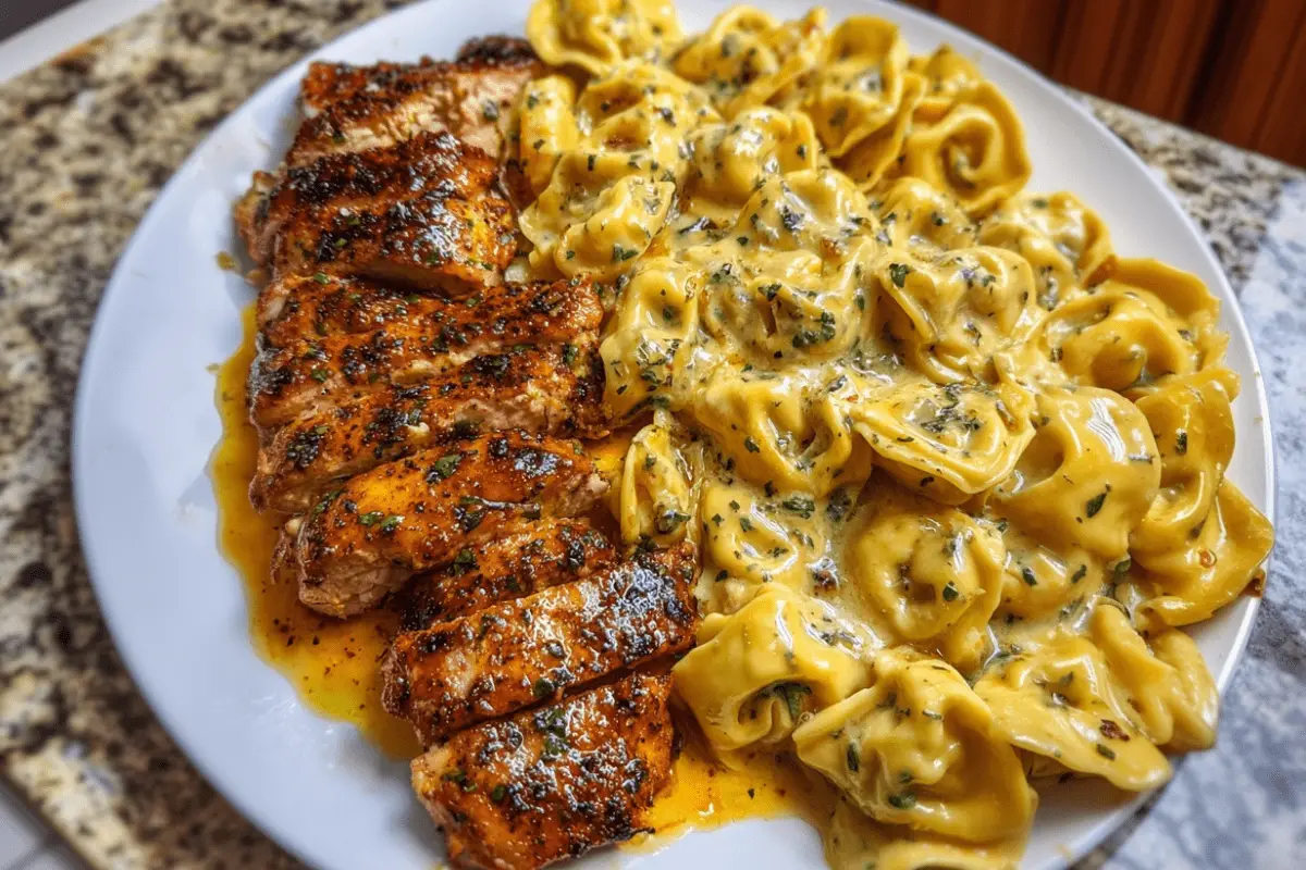 Garlic Butter Chicken Tortellini in Parmesan Cream Sauce