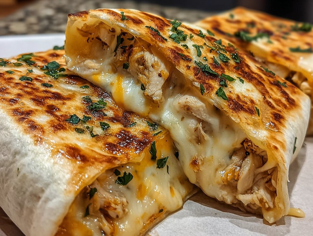 Ooey-Gooey Cheesy Garlic Chicken Wraps You’ll Love