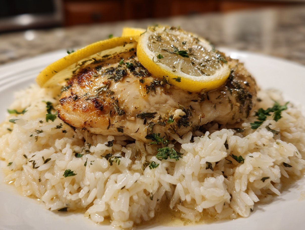 Slow Cooker Lemon Herb Chicken with Fluffy Rice