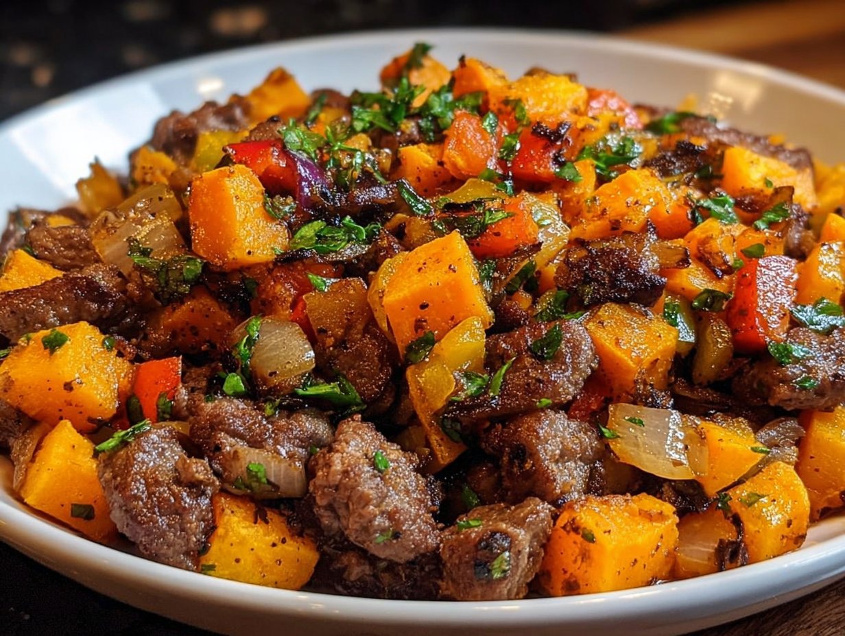Savory Beef and Sweet Potato Hash