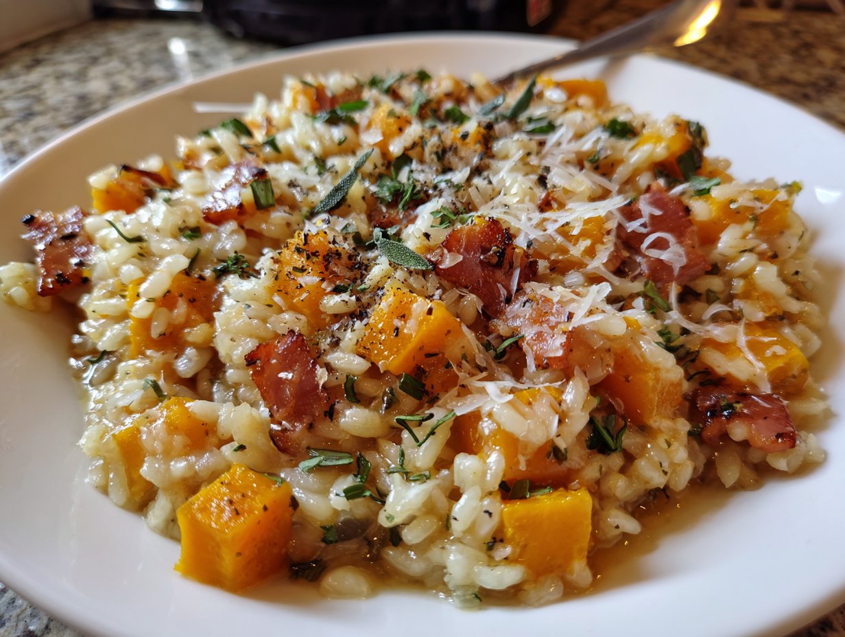 Butternut Squash Risotto with Pancetta