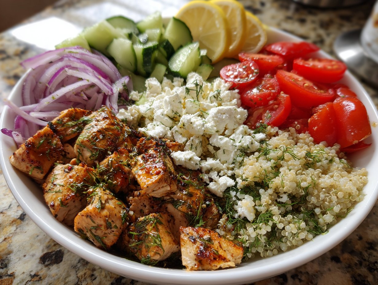 Mediterranean Lemon-Dill Chicken Bowls