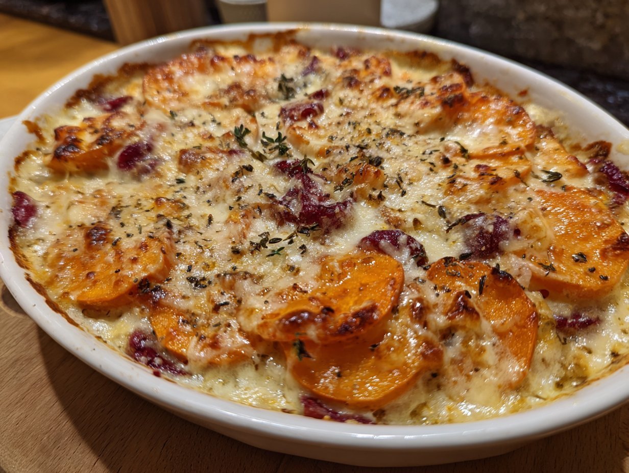 Sweet Potato & Cranberry Gratin