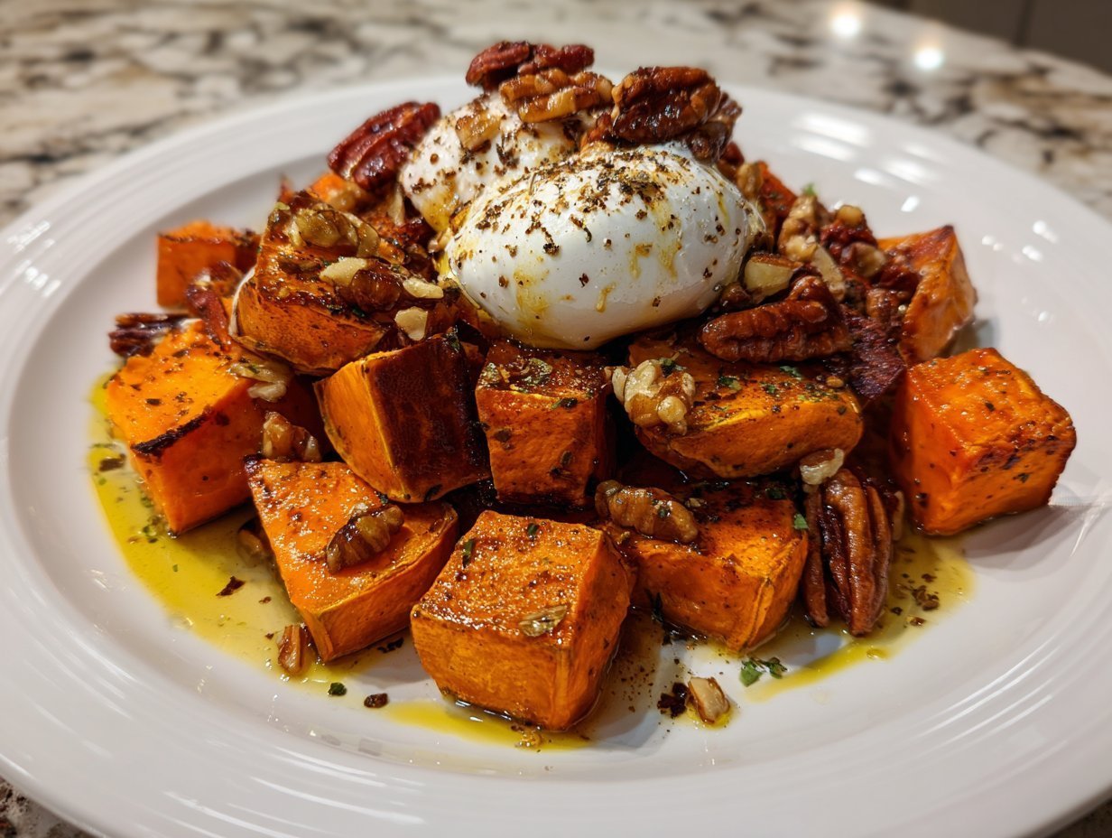 Maple Dijon Roasted Sweet Potatoes