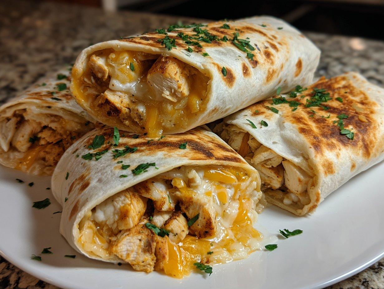 Cheesy Chicken Garlic Wraps