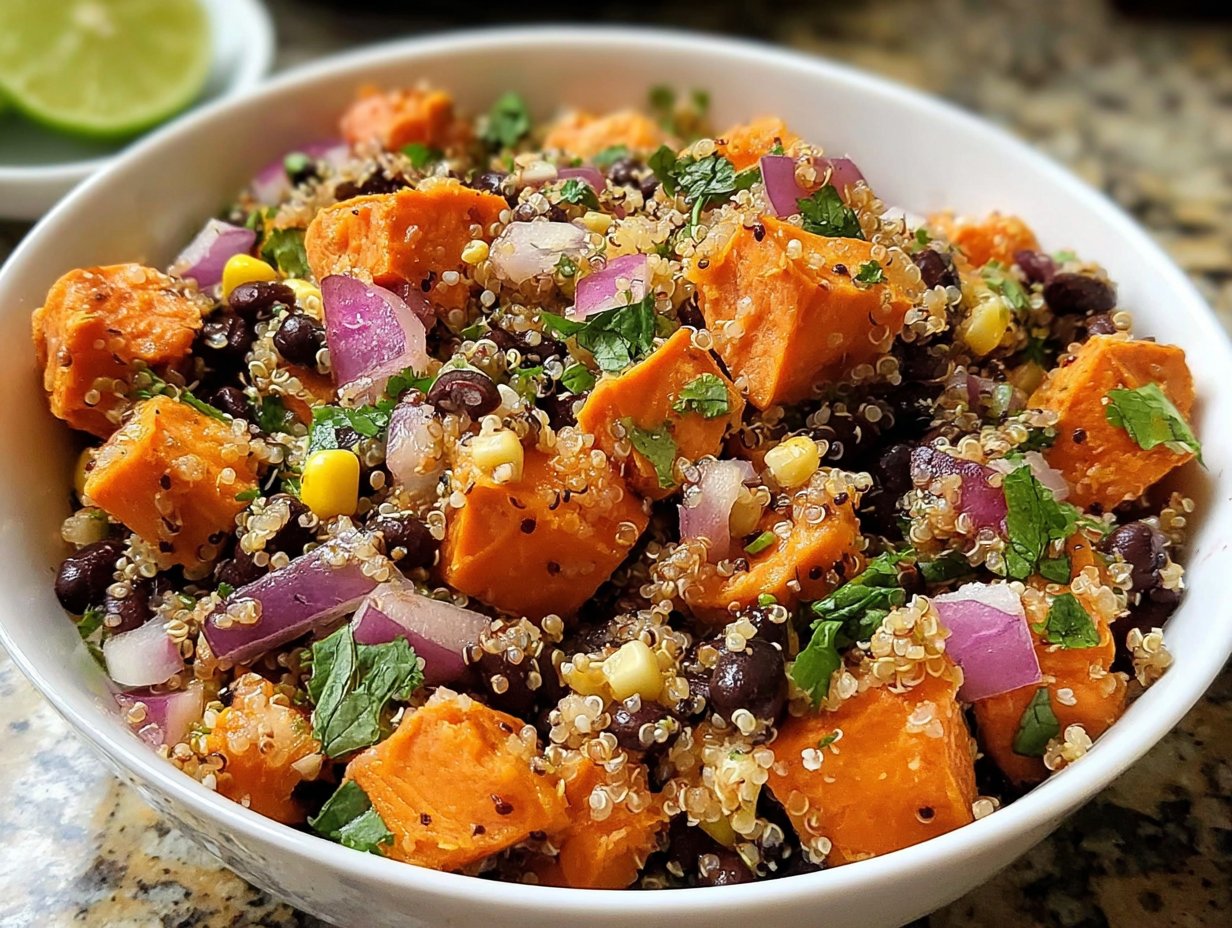 Roasted Sweet Potato Black Bean Quinoa Salad