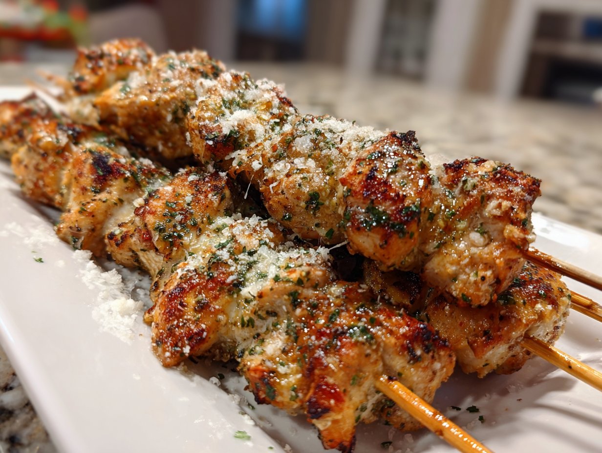 Ranch Garlic Parmesan Chicken Skewers