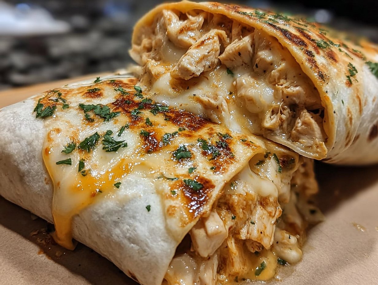 Ooey-Gooey Cheesy Garlic Chicken Wraps You’ll Love