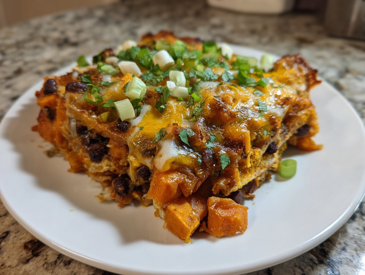 Sweet Potato and Black Bean Enchilada Casserole