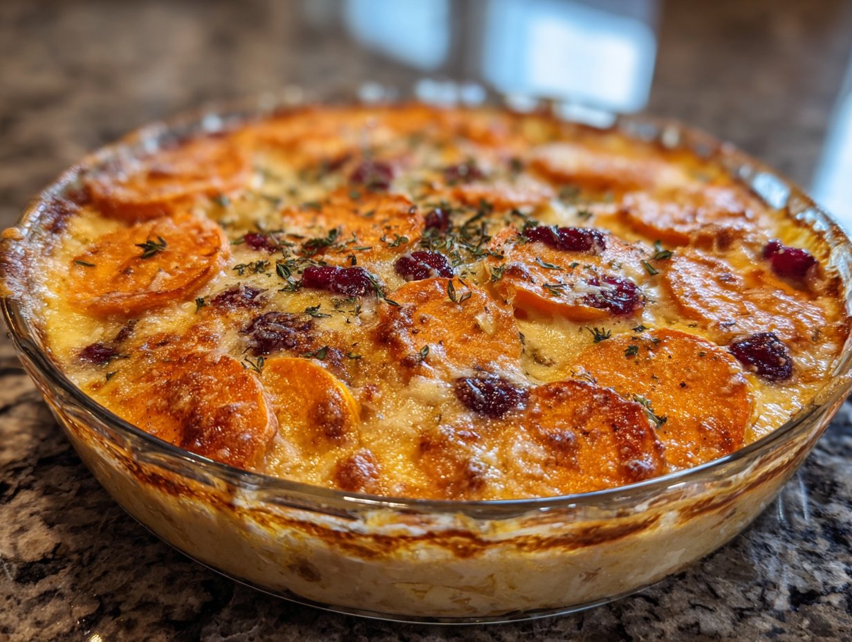 Sweet Potato & Cranberry Gratin