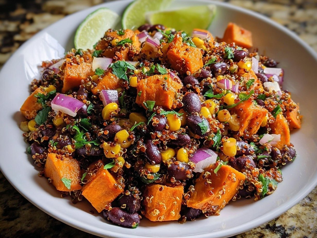 Roasted Sweet Potato Black Bean Quinoa Salad