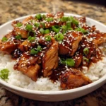 Air fryer teriyaki chicken served with vegetables on a plate
