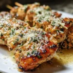 Delicious Blackstone Garlic Parmesan Chicken served with herbs