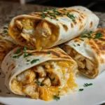 Delicious cheesy chicken garlic wraps ready to serve with fresh ingredients