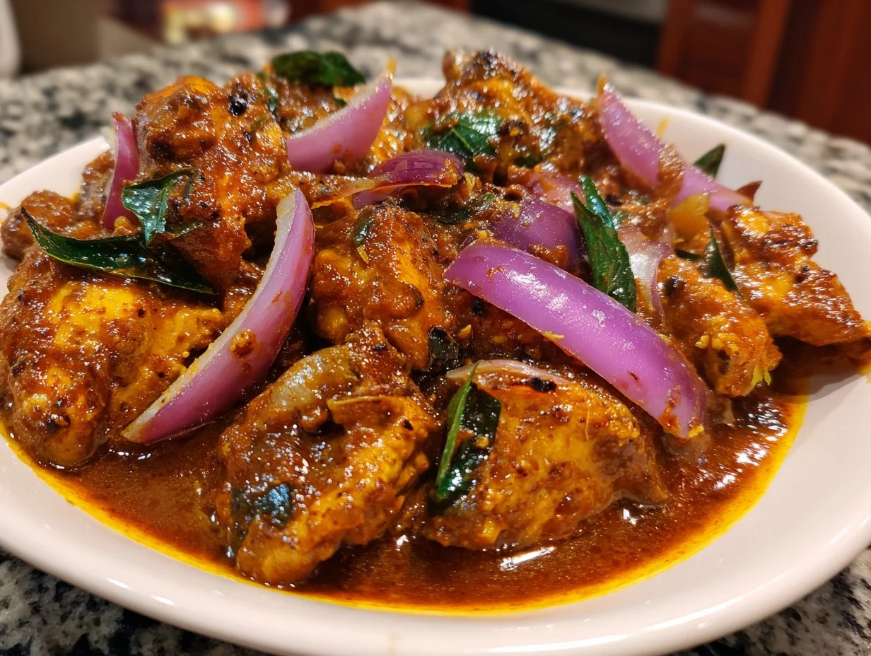 Delicious Chicken Chukka with spices served on a plate